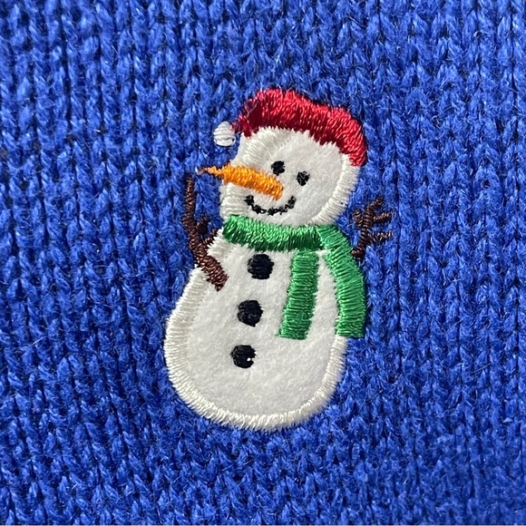 Quacker Factory Embroidered Snowman Snowflake Cardigan Size Large Beaded Detail - Picture 5 of 6